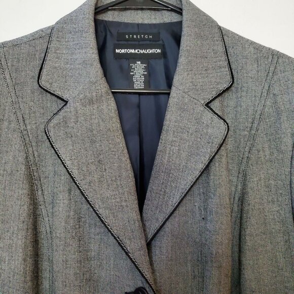 Norton McNaughton Womens Gray Stretch Blazer Jacket With Button Front & Pockets - Picture 7 of 7